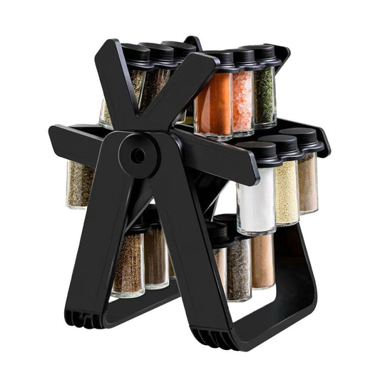Rotary spice rack, 18pcs spice jars